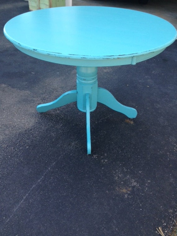 Turquoise Round Dining Table by 14meadowridge on Etsy