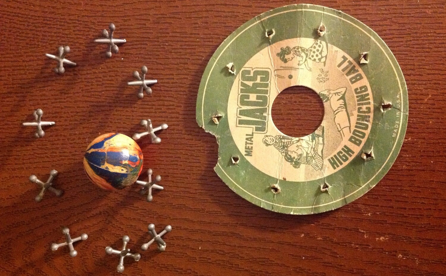 Vintage Childs Toy Metal Jacks HIGH BOUNCING BALL