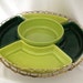 Vintage Tray Lazy Susan Relish Serving Tray - Two Tone Green Gold Wire