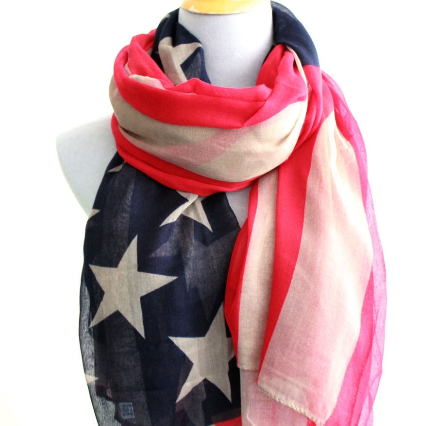 American Flag Scarf US Scarf Patriotic Scarf Fourth Of