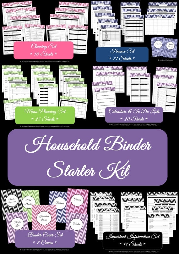 BLUE Household Binder Printables Home Binder Cover
