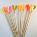 Set of 12 - medium fringe drink stirrers - Peach / pink / orange / yellow / coral / white & gold