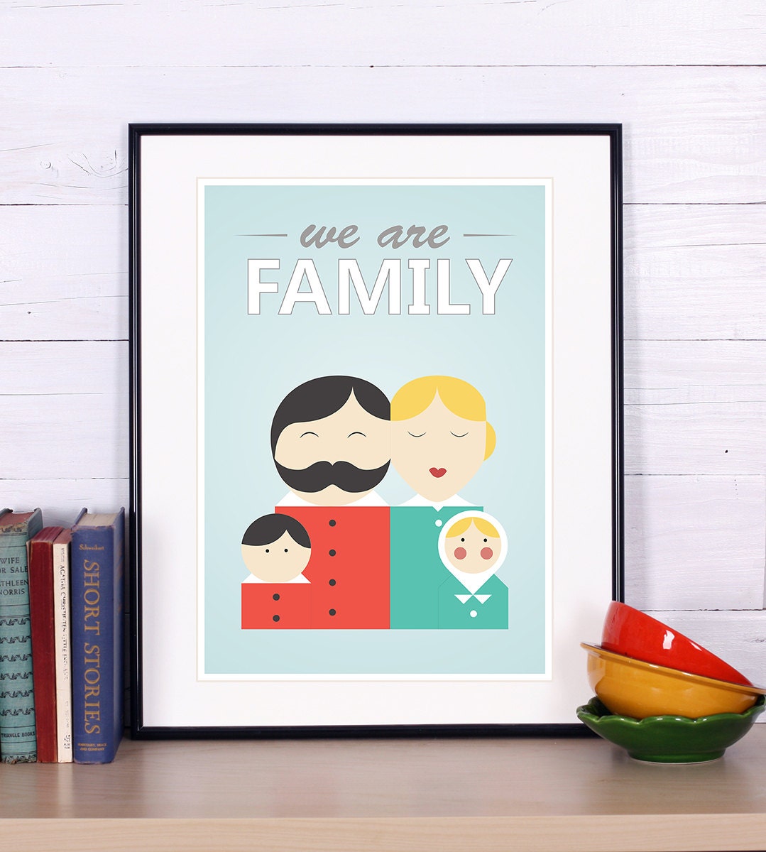 Retro print poster family poster we are family positive