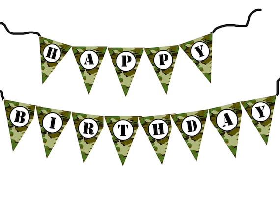 DIY Army military camouflage birthday banner printable file