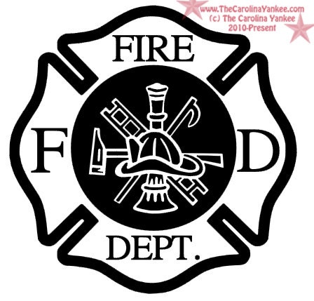 Fire Department Fireman Car Decal Sticker by TheCarolinaYankee