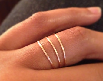 Gold Stacking Rings, 3 Micro Skinny Stacking rings, 14k Gold Filled Stackable Rings, Dainty Gold Stack Rings, Hammered Gold Ring, Etsy Gifts
