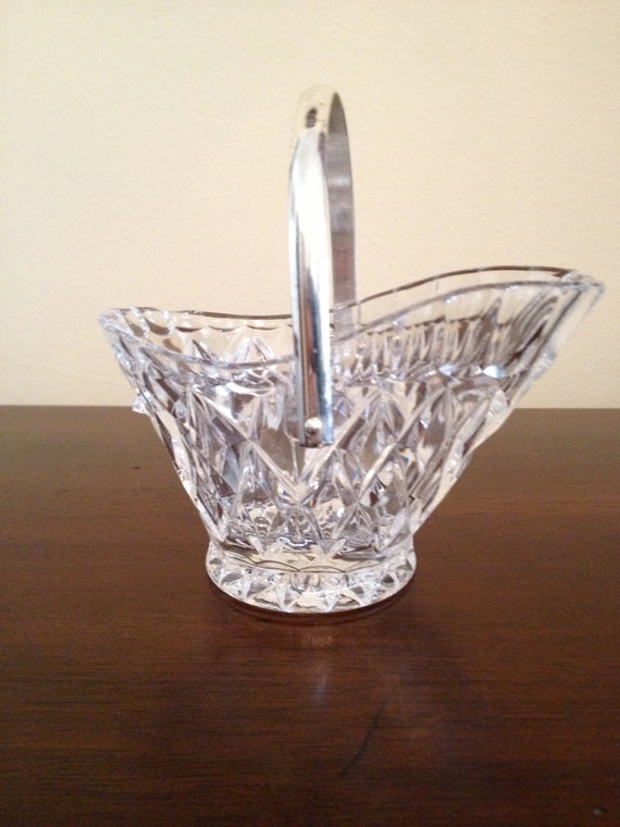 Vintage Clear Crystal Basket with Silver by SchmitysVintageBooty