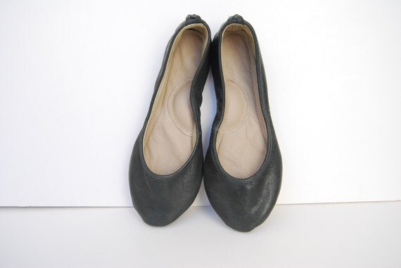 Reserved for Emalee Black leather ballet flat shoes by Erinbonnie