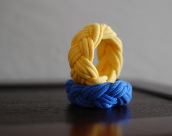 Fabric Bracelets Yellow and Blue Braided Bracelets Cuff