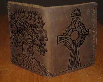 Men's Leather Wallet with Rustic Celtic Design