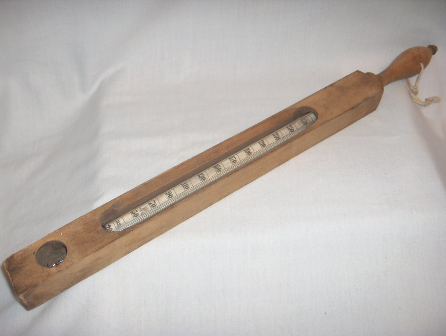 Large ANTIQUE COOKING THERMOMETER in Wooden Handle