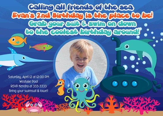 Ocean Friends Birthday Party Invitations - printable Il_570xn