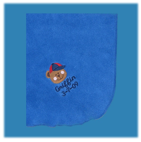 Personalized Fleece Baby Blanket With Baseball Bear