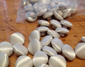 Bridal Buttons satin covered by the Dozen White, Ivory, Light Ivory, Deep Ivory
