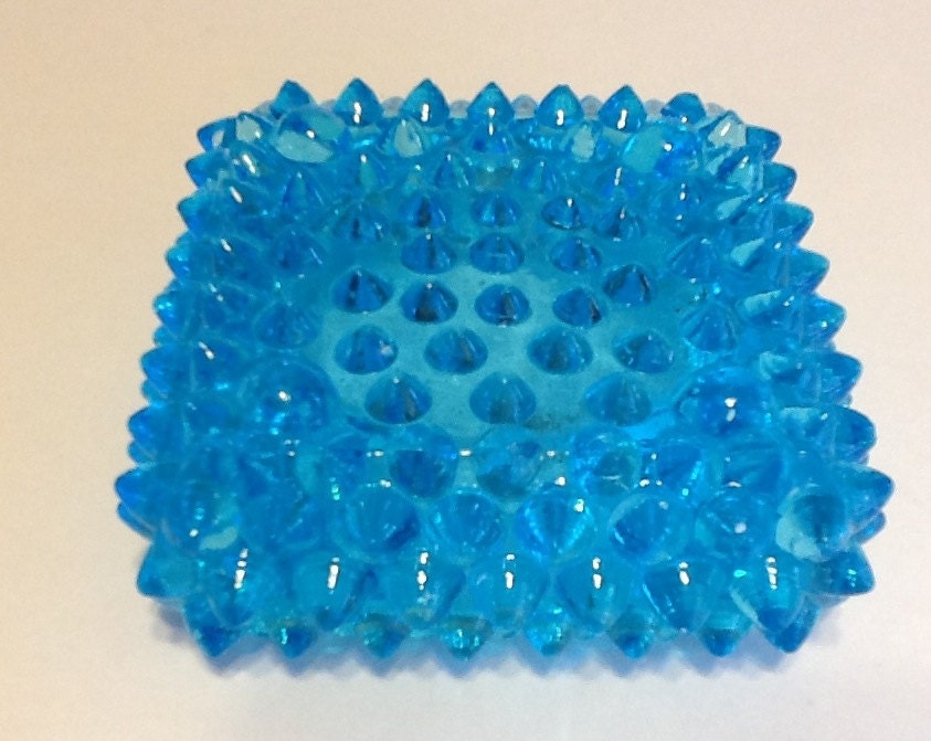 Vintage Turquoise Hobnail Ashtray Square Ashtray Fenton