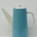 Mid Century Modern Blue and White Ceramic Tea or Coffee Pot - Majolica Kasuga Japan