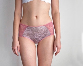 dusty pink dobby mesh panties on black