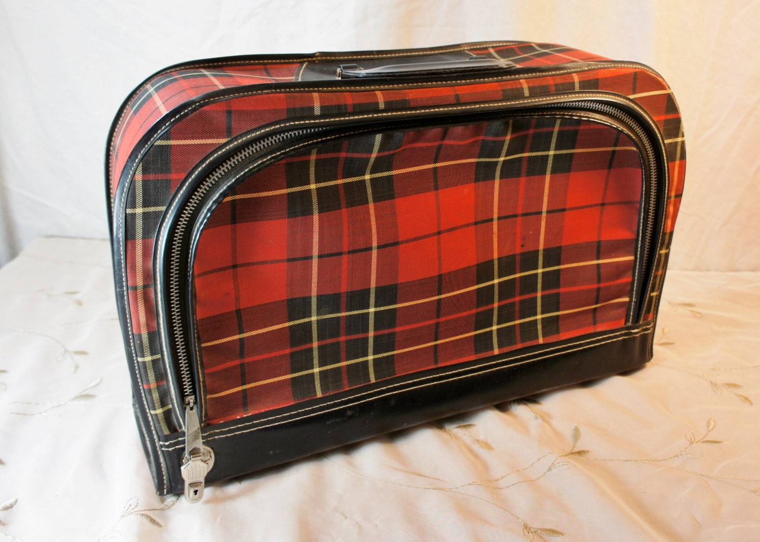 plaid luggage