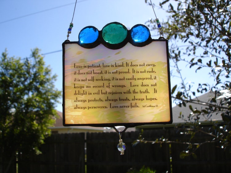Stained Glass Quote Suncatcher by HappyArtGlass on Etsy