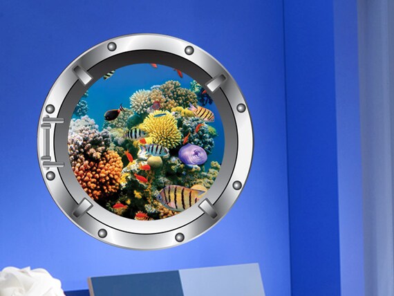 Items similar to Tropical Fish - Porthole Vinyl Wall Decal on Etsy