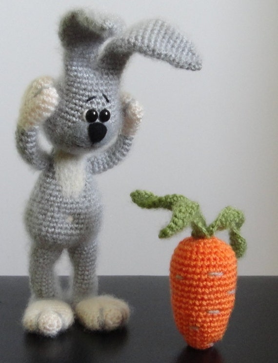 10% discount with coupon code Rabbit and Carrot OOAK Stuffed Animals Crochet Soft toy decor Amigurumi Made to order