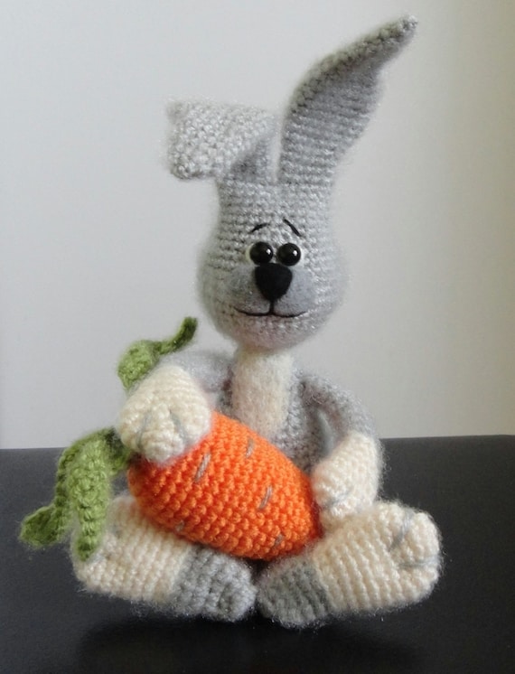 10% discount with coupon code Rabbit and Carrot OOAK Stuffed Animals Crochet Soft toy decor Amigurumi Made to order