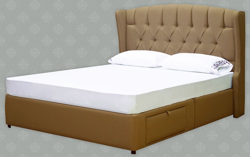 Diamond Tufted Upholstered Elegant Headboard & Bed Frame with