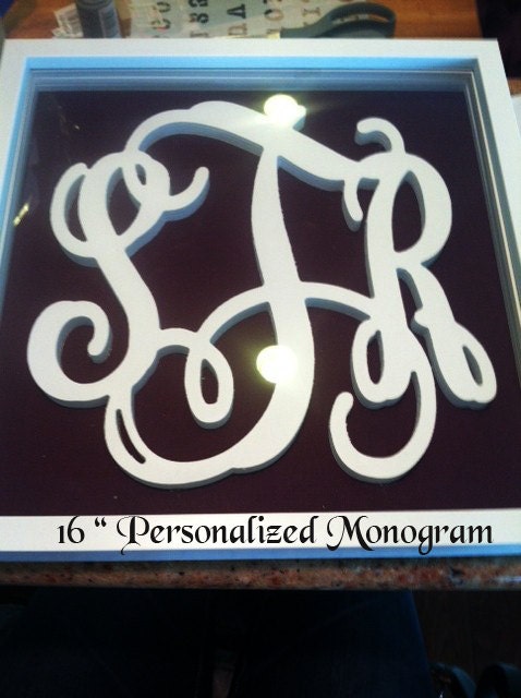 14" Inch Wooden Monogram, Vine Connected 3 letters monogram, Wedding Decor, Door wreath, UNPAINTED