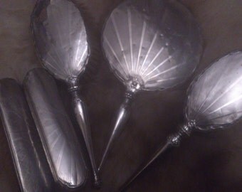 Beautiful vintage sterling silver five piece dressing table set