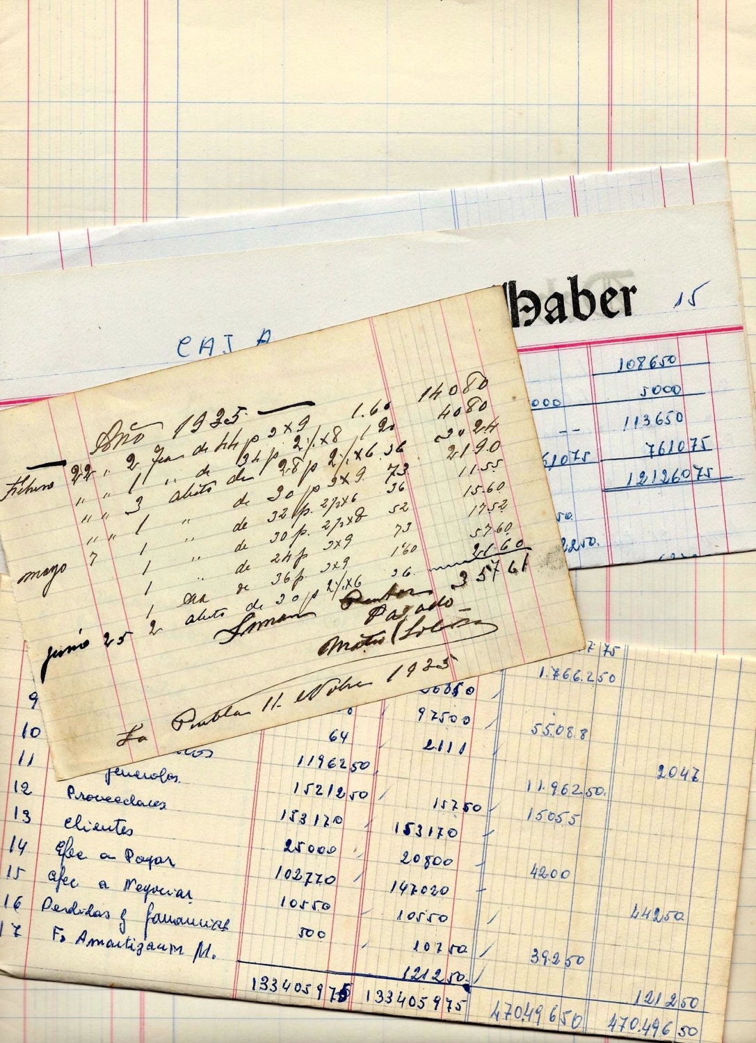 Ledger paper big pack Old Vintage Lot of 24 Spain