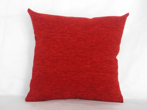 Red chenille luxury handmade throw pillow pillow