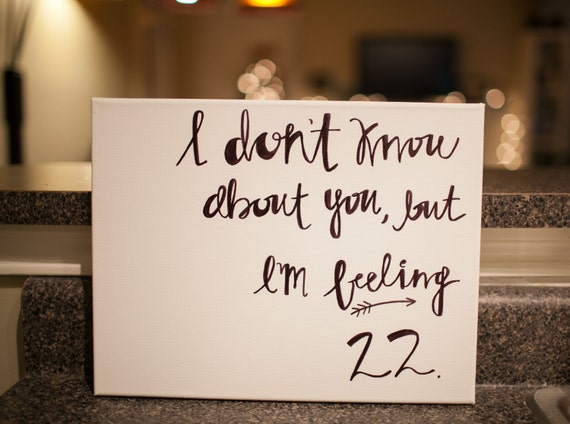 Items similar to 11x14 Hand painted canvas Taylor Swift 22 song lyric