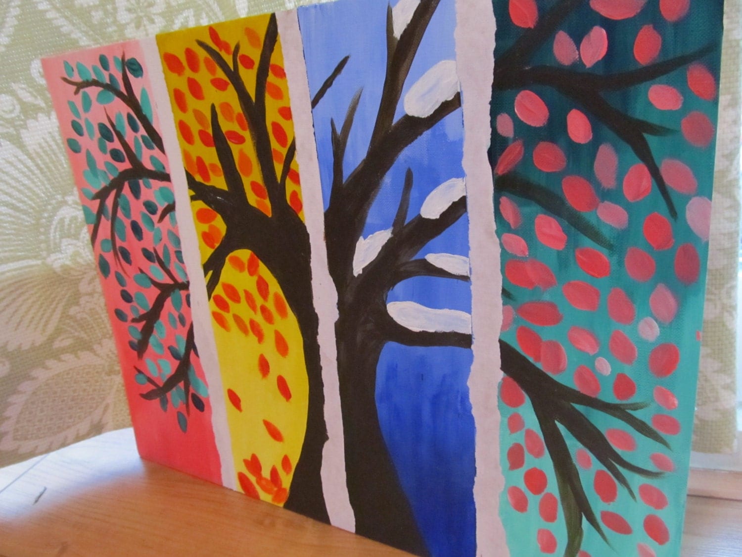 Four Seasons Tree Acrylic Painting