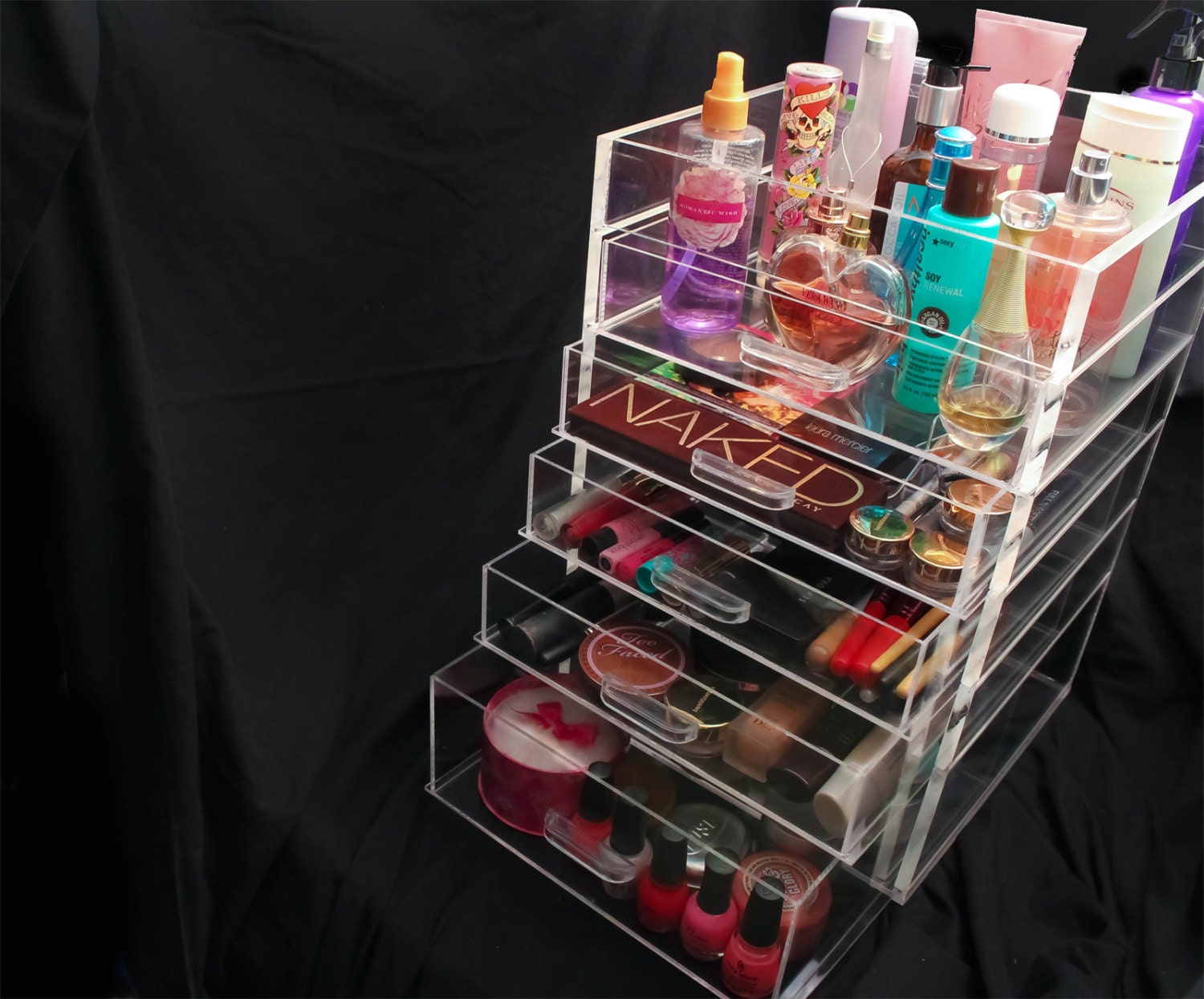 Clear Acrylic Makeup Organizer 5 6 or 7 Drawer by AcrylicMakeup