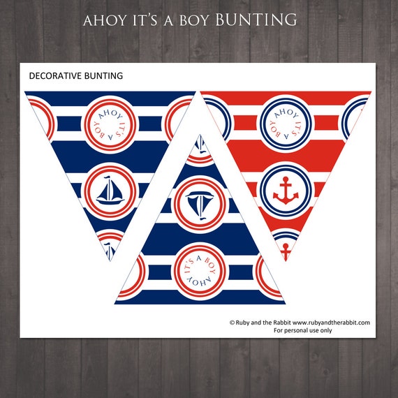Printable Ahoy It s A Boy BUNTING For A Nautical Printable Ahoy It s A Boy BUNTING For A Nautical