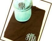 Monogrammed POCKET Comfort Color Tshirt AND Hat Set- Short Sleeve Pocket Great for Bridesmaids, Teens, Graduation, Greek, Birthday Gifts