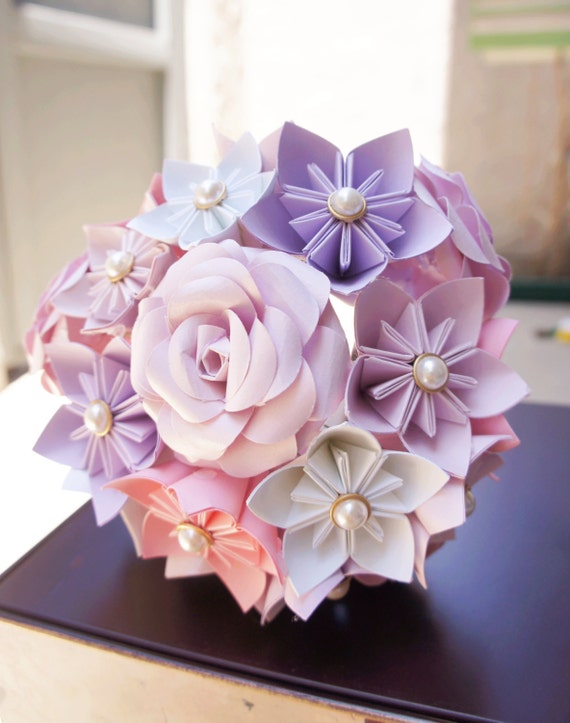 origami of flower bouquet Flower Paper Pastel by Bouquet Rose Wedding PawsDesigns Kusudama