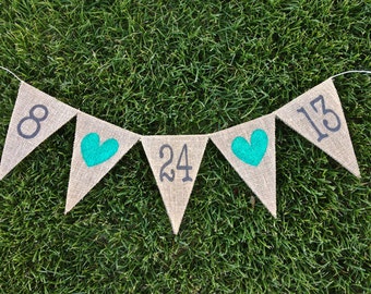 Save The Date Burlap Wedding Banner, Photo Prop