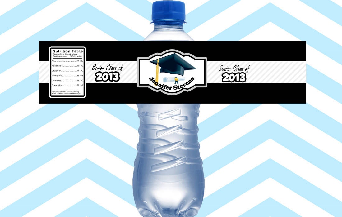 Graduation Water Bottle Labels Personalized Printable Digital