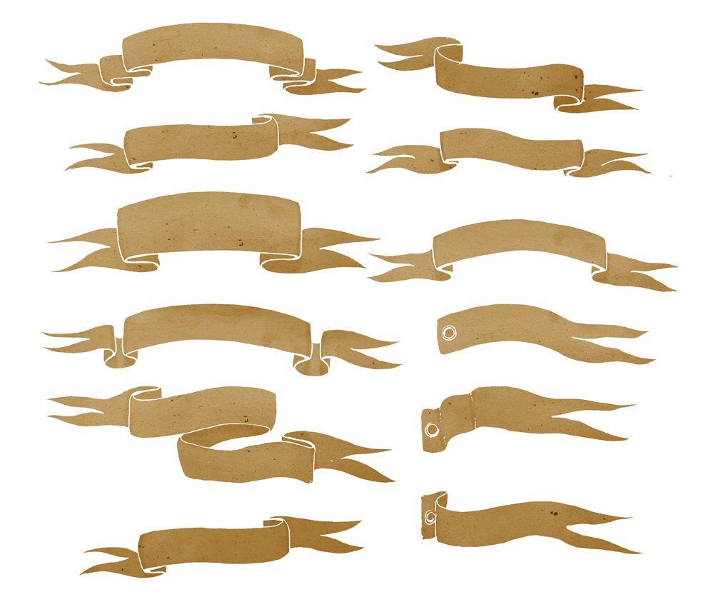 Digital Ribbons Watercolor Ribbons Brown Ribbons Paper