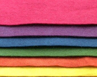Wool Felt. 100% organic wool felt. Natural plant dyed. 20x15cm sheets pack of 6 sheets in 'Intense' colours.