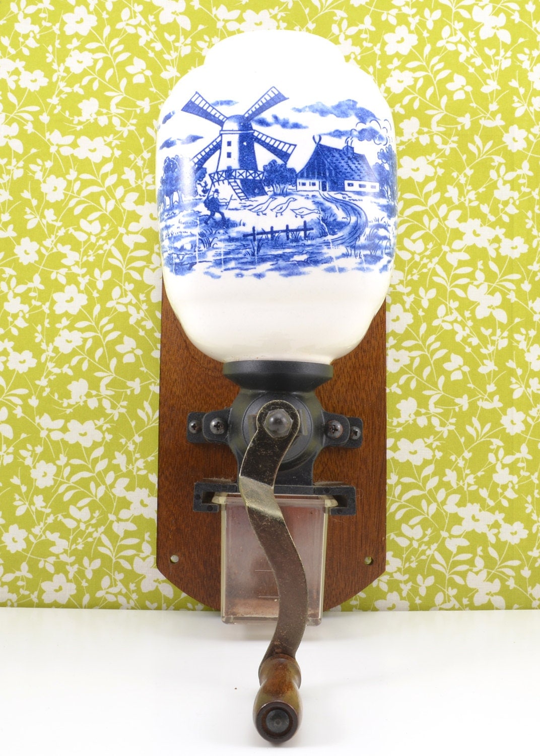 Antique Blue Delft Coffee Grinder