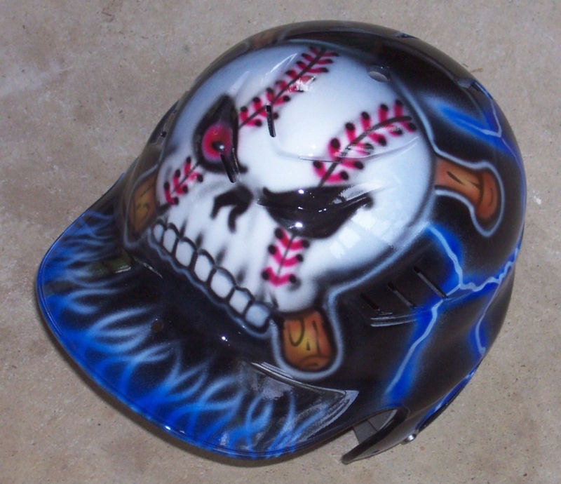 Design Baseball Helmet | airbrushed batting helmet baseball skull and bats new Design Baseball Helmet | airbrushed batting helmet baseball skull and bats new