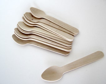 Wooden Spoons-50 SMALL Disposable Wooden Spoons-Wooden Utensils-Ice Cream Spoons-Mini Dessert Spoons-Wood Silverware-Wedding Wooden Spoon