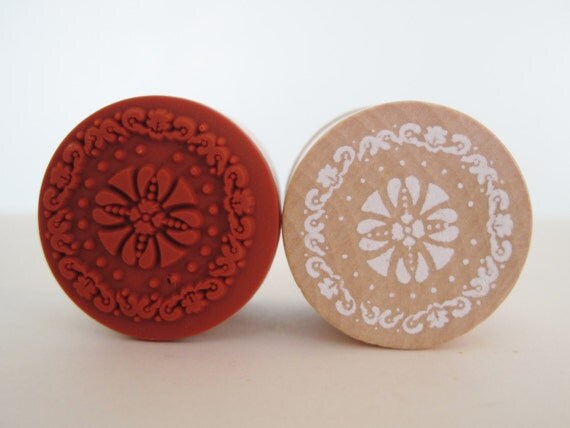 Lace Doilies Round Rubber Stamp style 4 Il_570xn