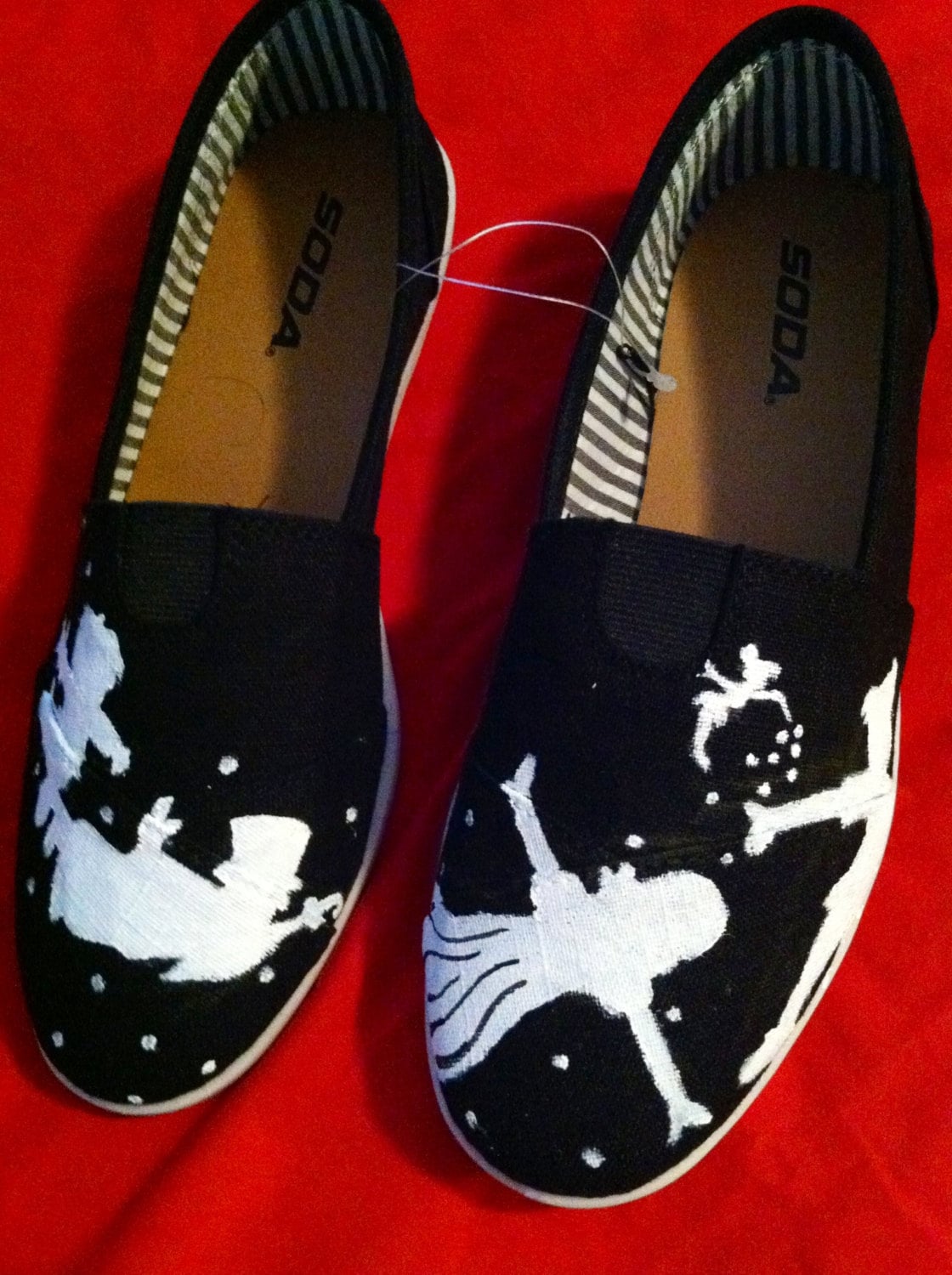 Items similar to Custom hand painted acrylic canvas womens shoes Peter Pan on Etsy