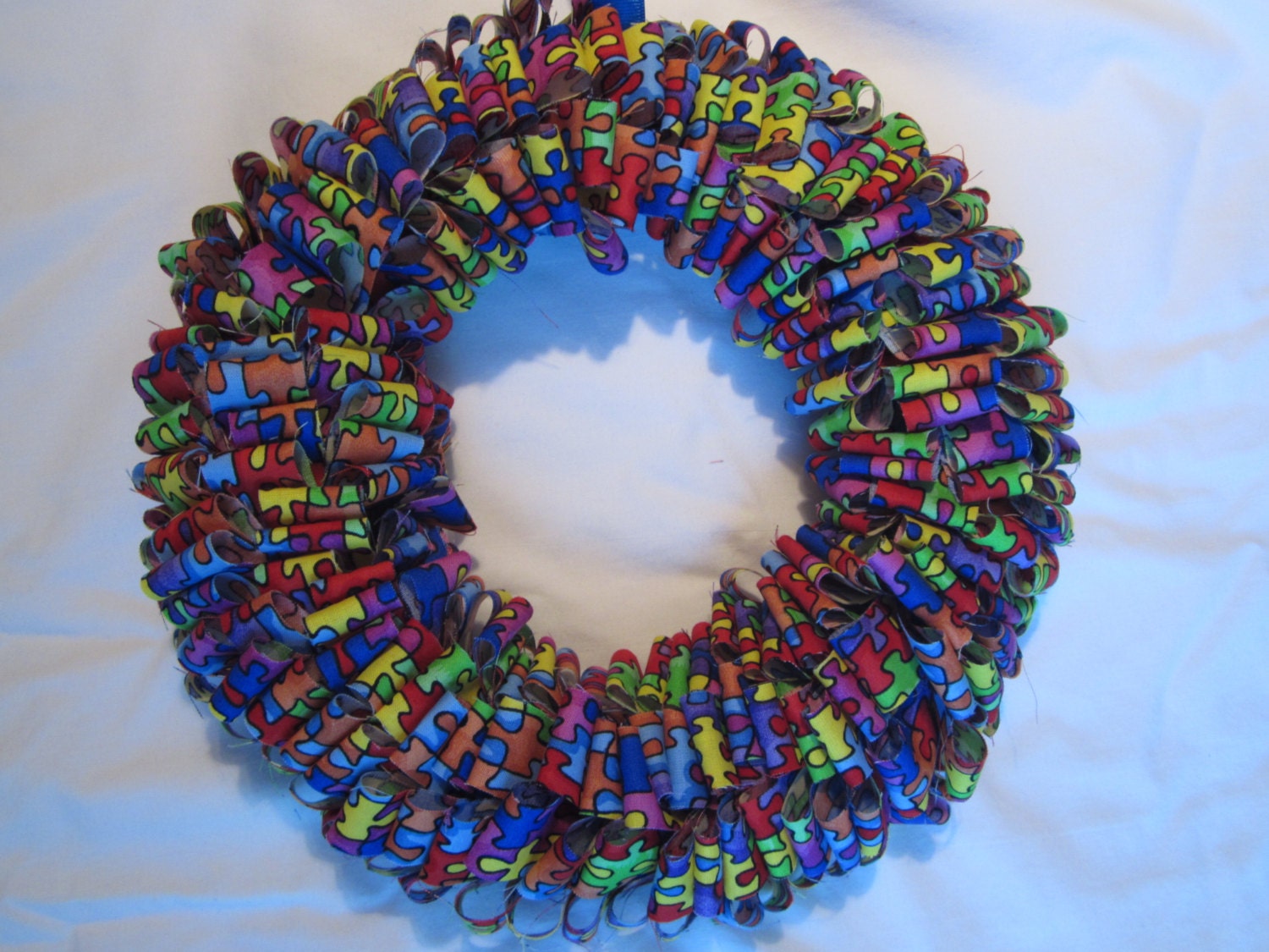 Autism Puzzle Piece Fabric Wreath by FindingThePiece on Etsy