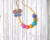 Bright multicolor Nursing necklace Teething necklace  Mommy and baby necklace Girls crochet necklace Eco Friendly
