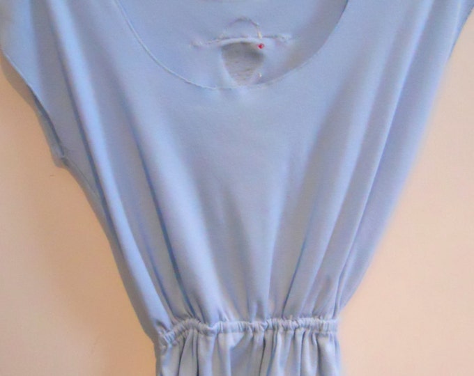 Woman's Hawaiian Romper, Vintage 1986 Blue Playsuit, Beach Cover Up , Size Small