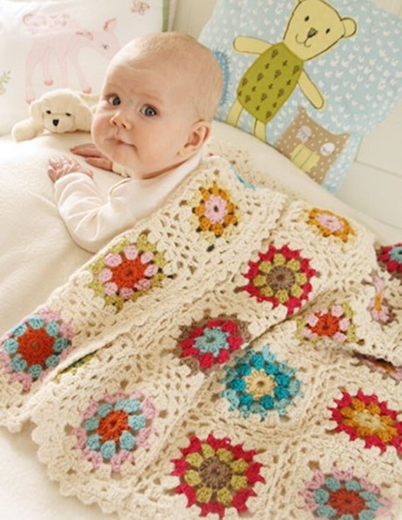 Crochet Motifs Baby Blanket Baby Afghan Boy or Girl